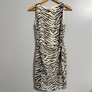 David Warren petite Zebra Print Wrap Dress, Black Cream size 8P